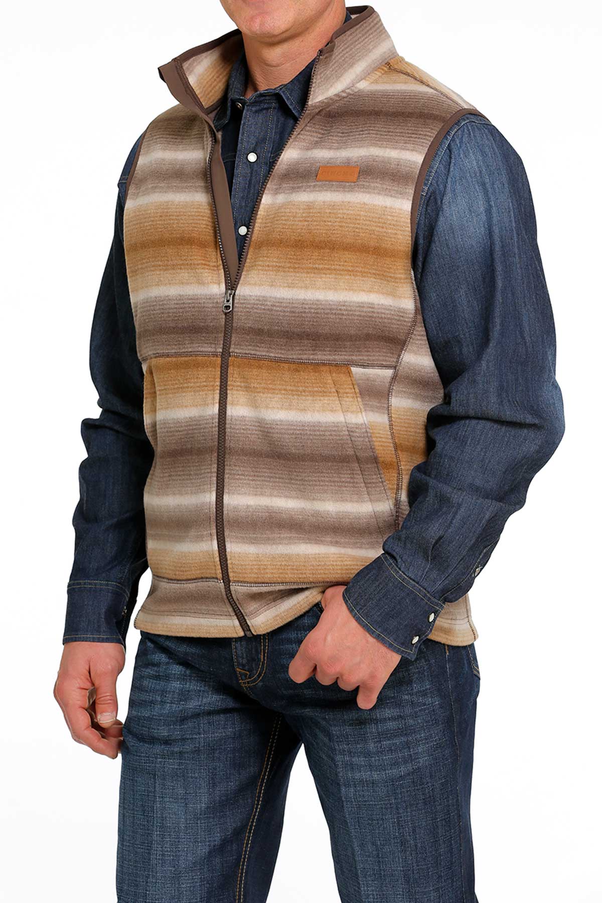 Cinch Polar Fleece Serape Vest Brown