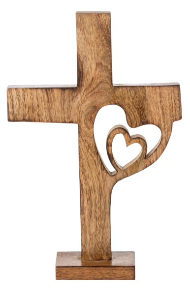 Ganz Wooden Cross with Heart Figure