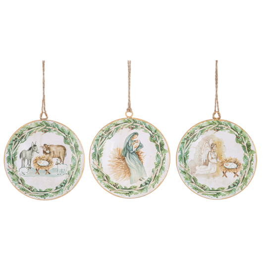 Watercolor Holy Family Disk Ornaments