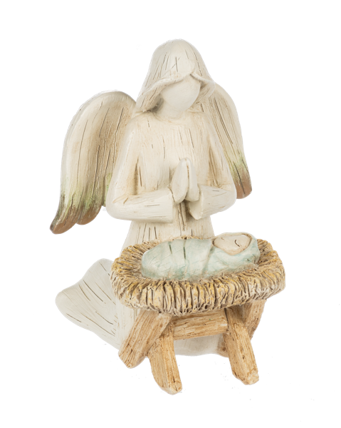 Angel at the Manger Resin Figurine