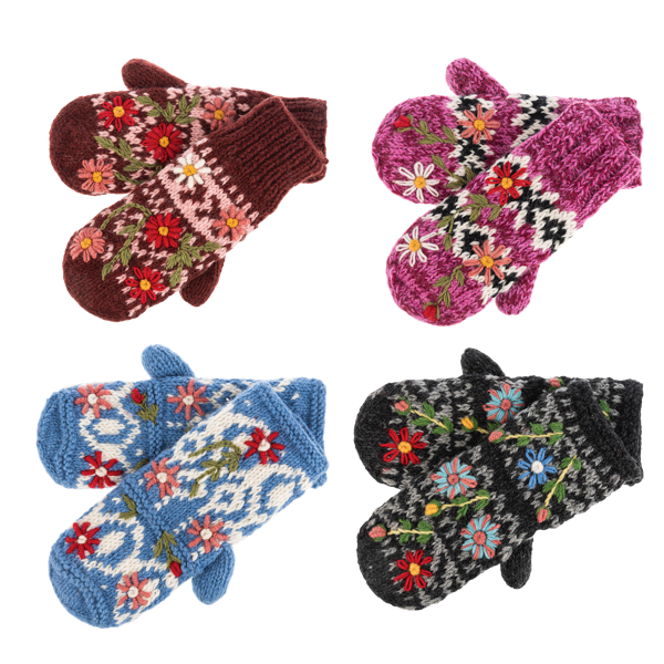 Assorted Embroidered Mitten Pairs