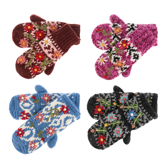 Assorted Embroidered Mitten Pairs