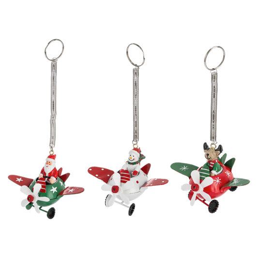 Santa in Airplane Ornaments