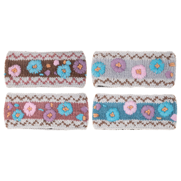 Assorted Knit Embroidered Floral Headbands