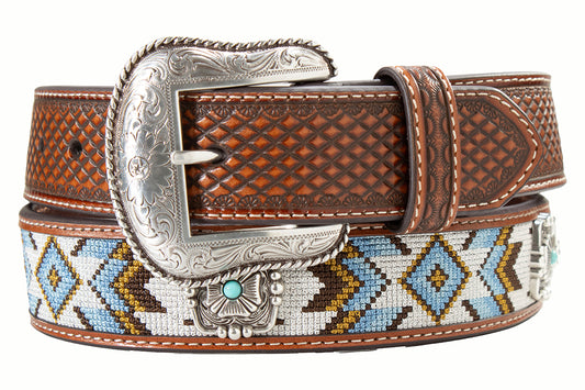 Nocona Southwestern Embroidered Blue Belt