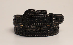 Nocona Black Rhinestone Studded Belt