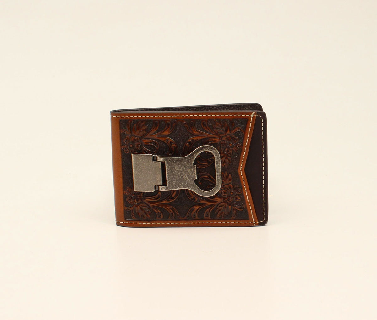 Nocona Money Clip Wallet Tooled/Brown