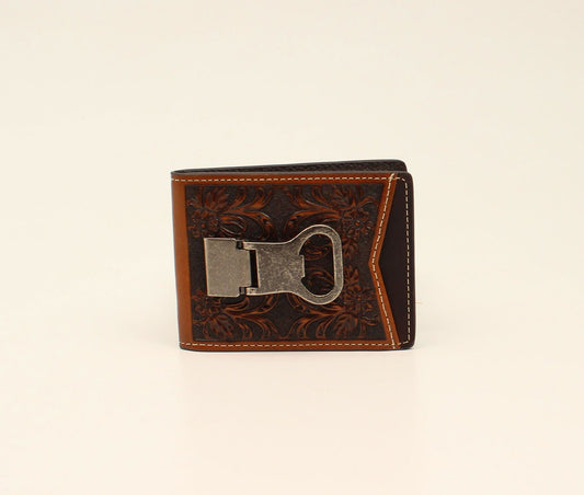 Nocona Money Clip Wallet Tooled/Brown