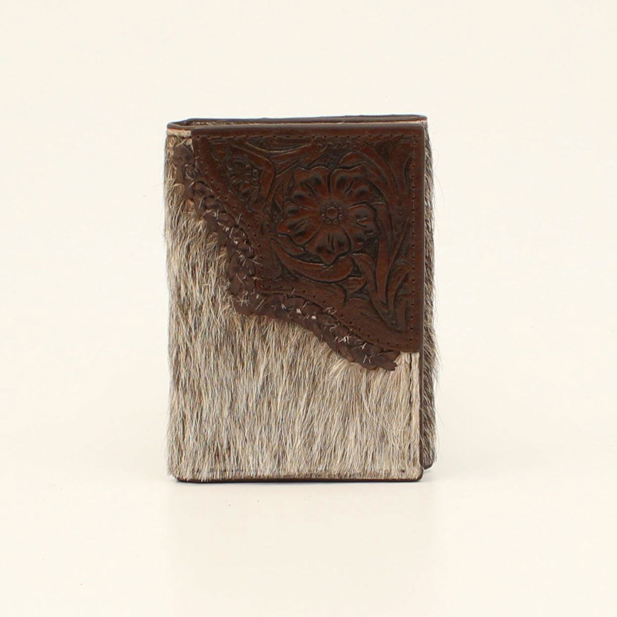 Nocona Hair On Hide Floral Tooled Trifold Wallet