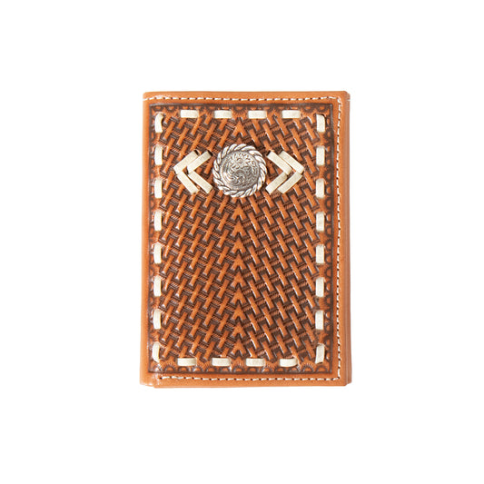 Nocona Tan Basketweave Trifold Wallet
