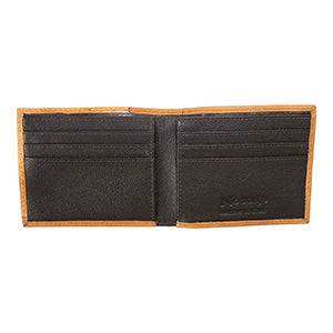 Nocona Mens Bifold Wallet Tooled Overlay Feather Concho Tan