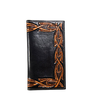 Nocona Mens Rodeo Wallet Tooled Scrolling Black