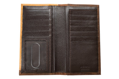Nocona 2 Tone Tooled Leather and Cross Rodeo Wallet