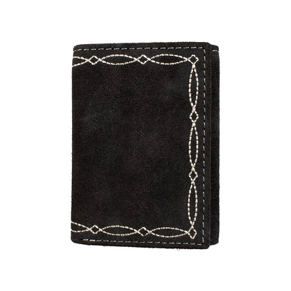 Nocona Trifold Wallet Boot Stitch Roughghout Black