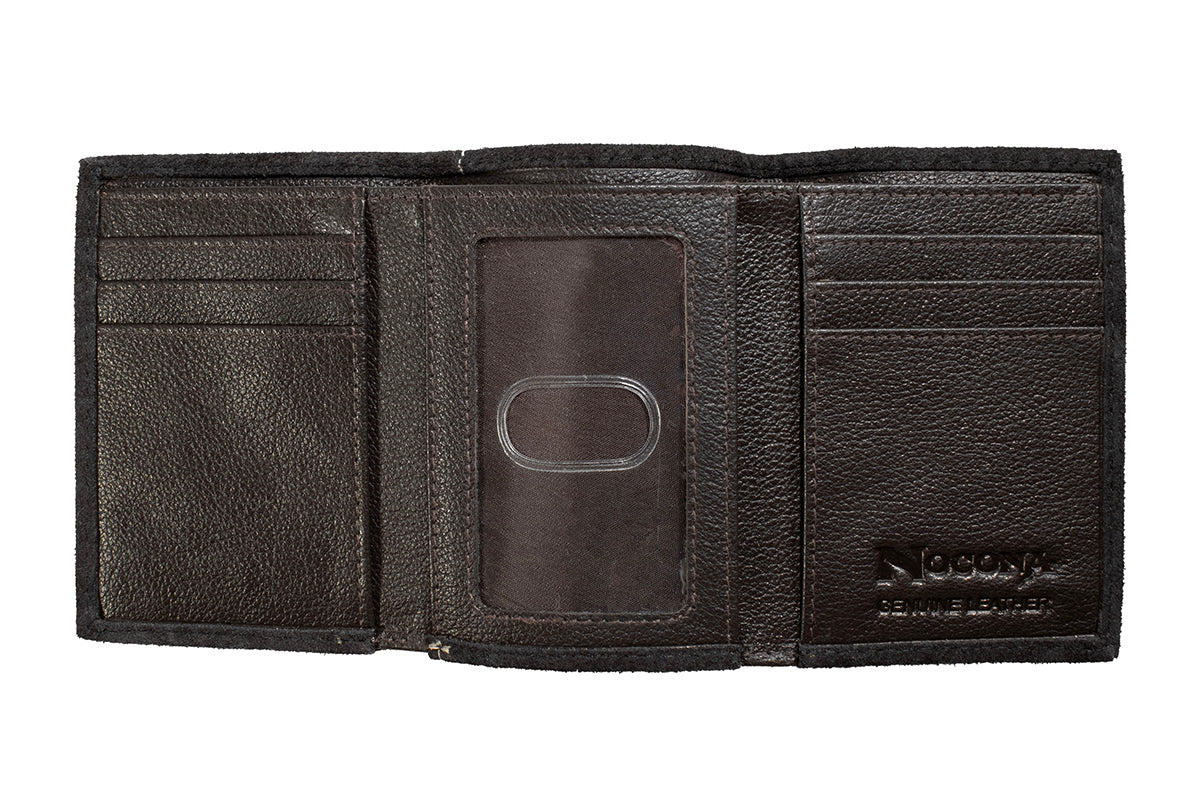 Nocona Trifold Wallet Boot Stitch Roughghout Black