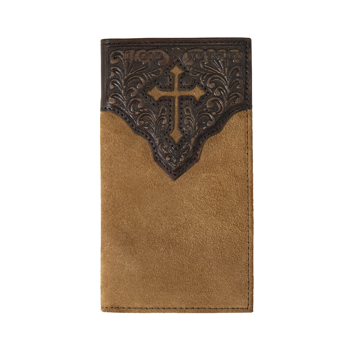 Nocona Western Leather Floral Cross Rodeo Wallet