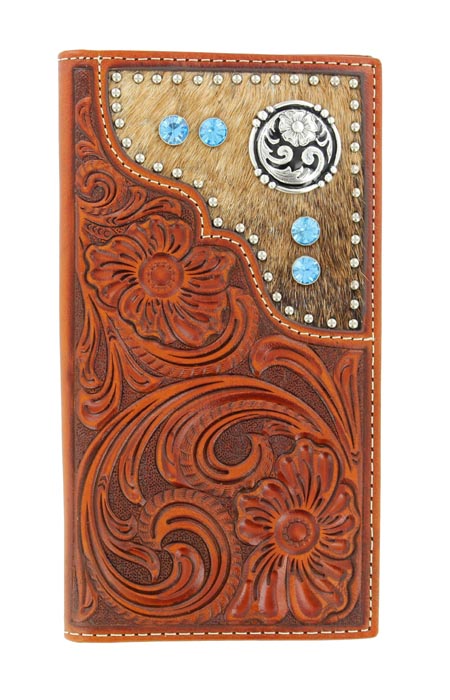 Nocona Tooled/Hair on Jeweled Rodeo Wallet