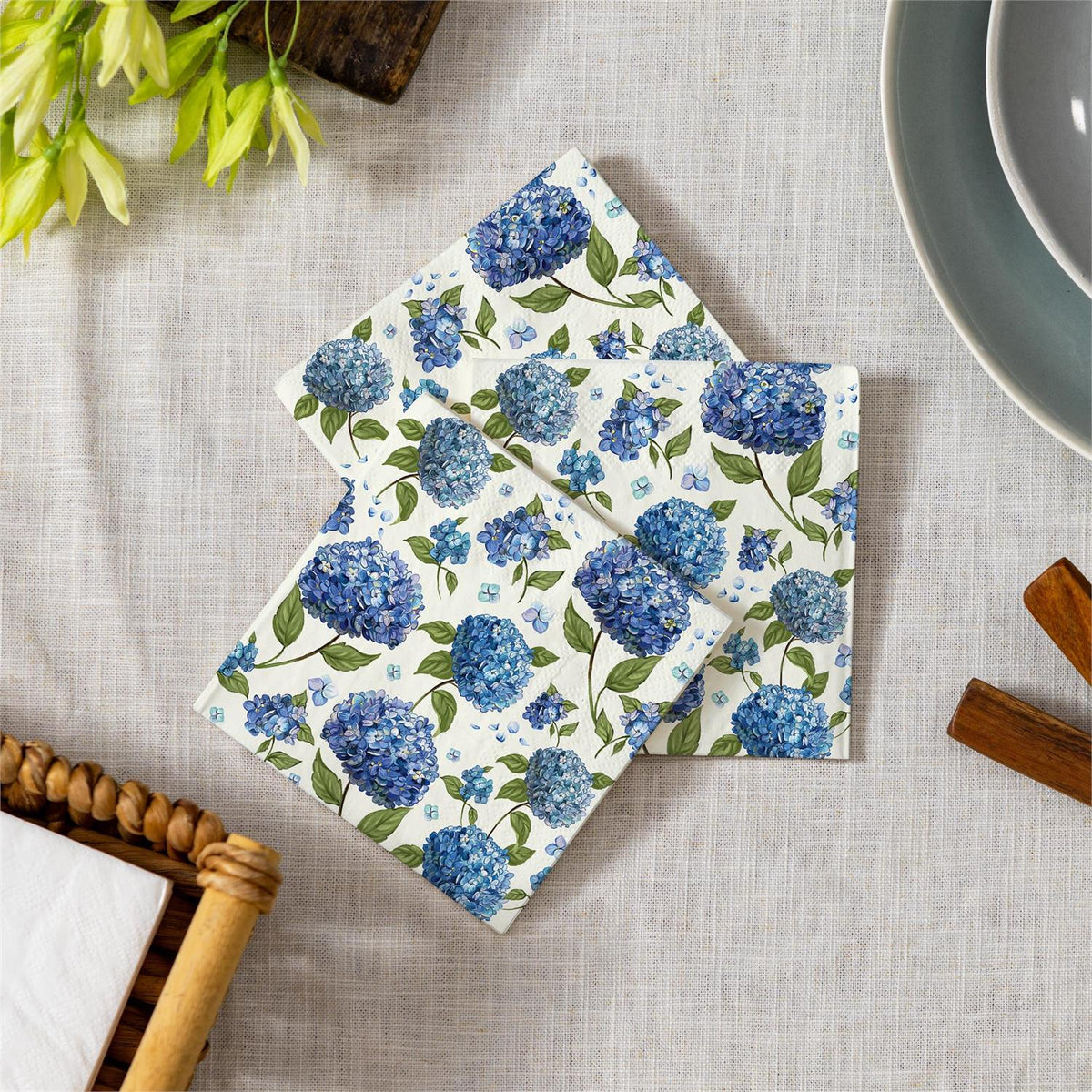 Evergreen Hydrangea Cocktail Napkin