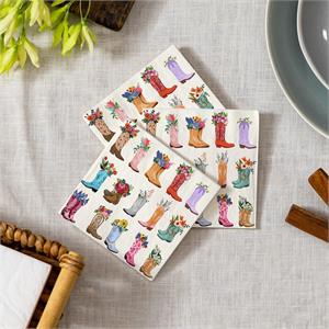 Evergreen Boots & Bows Floral Cocktail Napkins