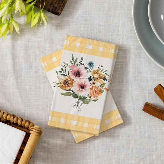 Evergreen Petal & Plow Paper Guest Towel Napkin Yellow Plaid