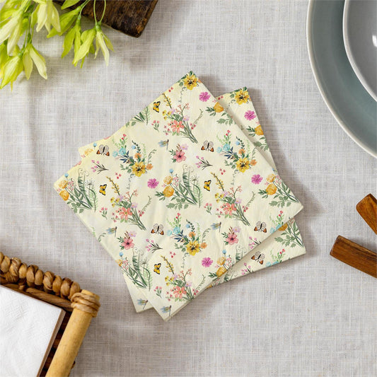 Evergreen Bunny Blooms Paper Luncheon Napkin