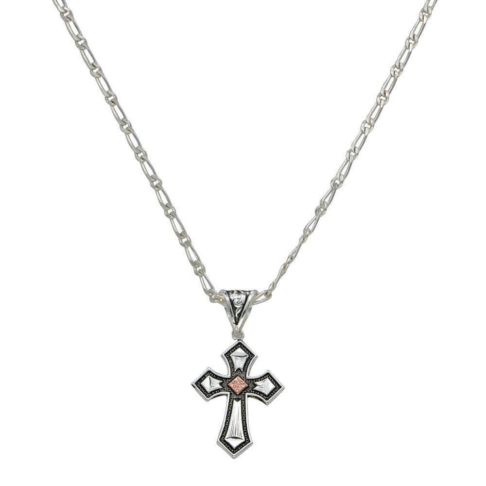 Montana Antique Silver Copper Cross Necklace