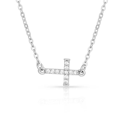 Montana Quiet Faith Tiny Crystal Cross Choker Necklace