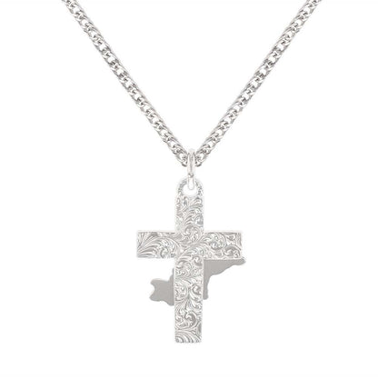Montana Bullrider/Cross Necklace