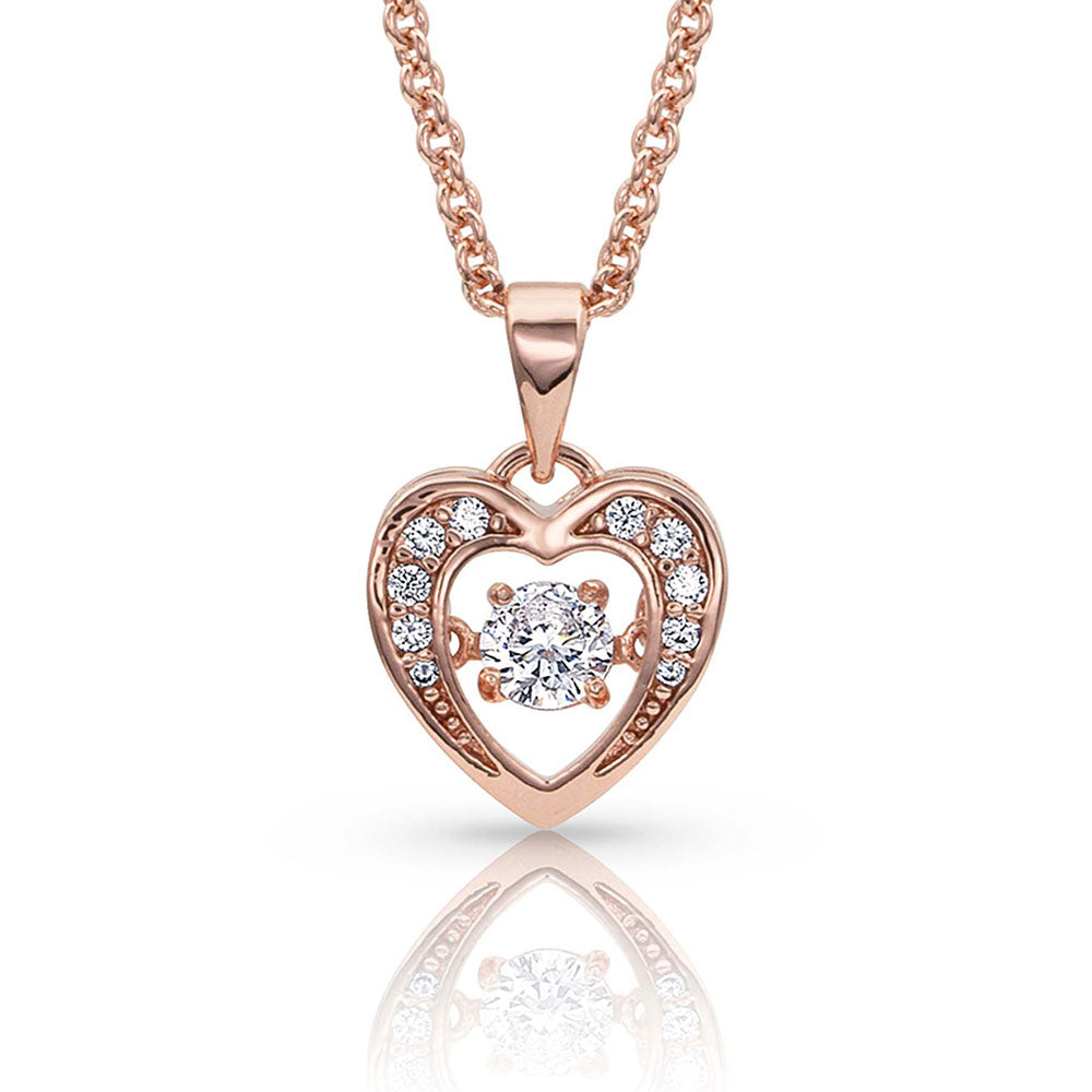 Montana Let's Dance A Little Dance Rose Gold Heart Necklace