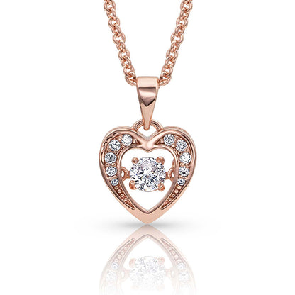 Montana Let's Dance A Little Dance Rose Gold Heart Necklace