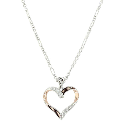 Montana Rope Twisted Rose Gold Heart Necklace