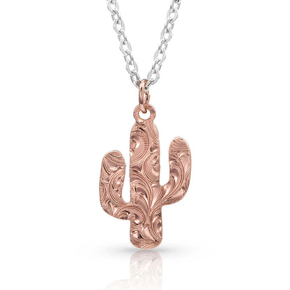 Montana Desert Darling Rose Cactus Pendant Necklace