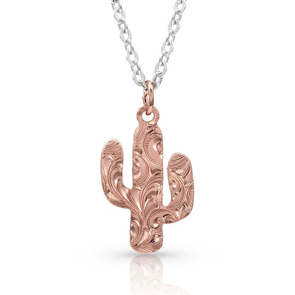 Montana Desert Darling Rose Cactus Pendant Necklace