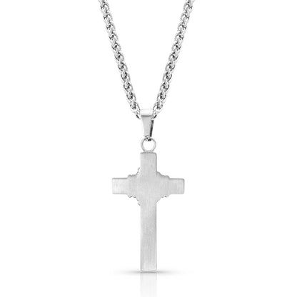 Montana Rope Wrapped Cross Stainless Steel Necklace