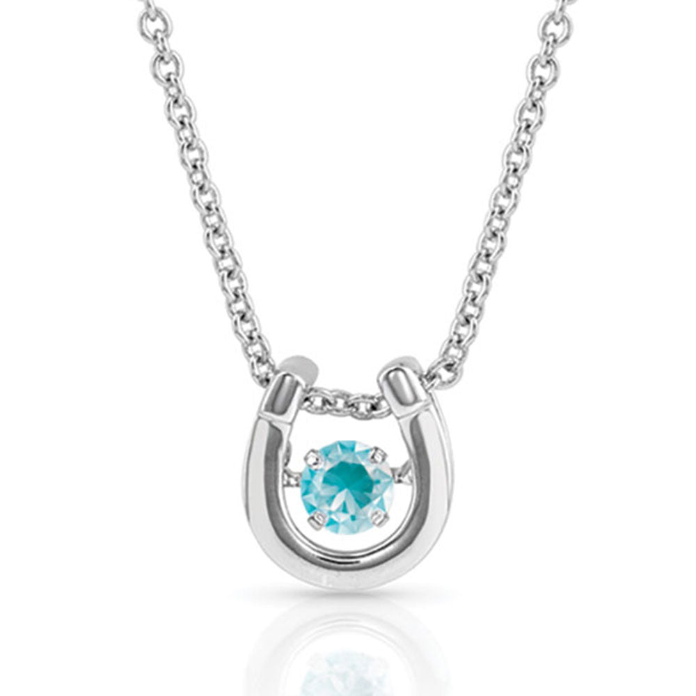 Dancing Birthstone Horseshoe Necklace December