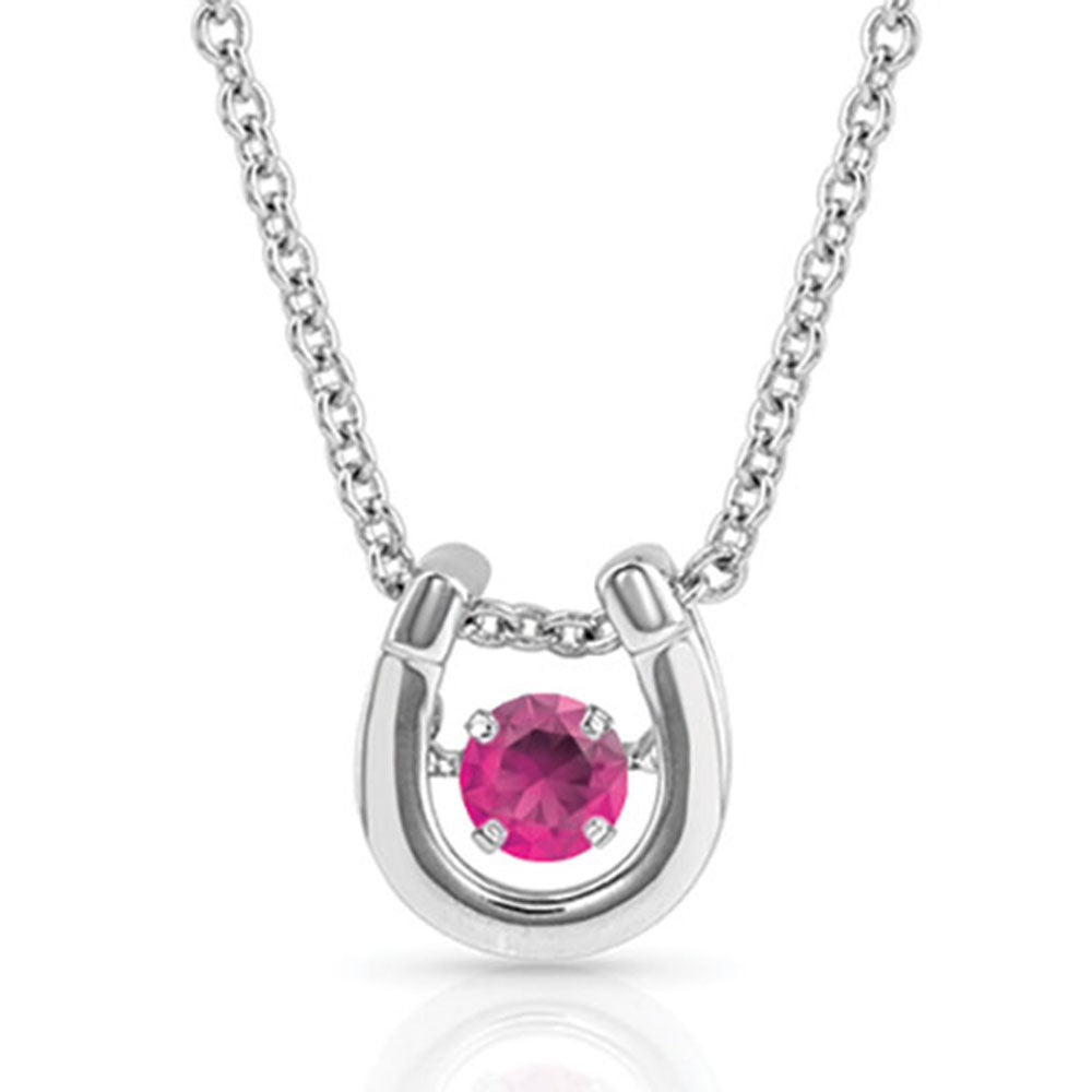 Dancing Birthstone Horseshoe Necklace July