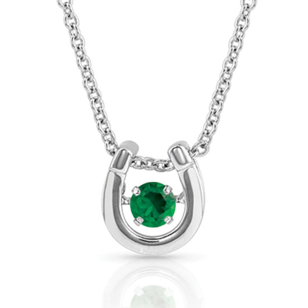 Dancing Birthstone Horseshoe Necklace May