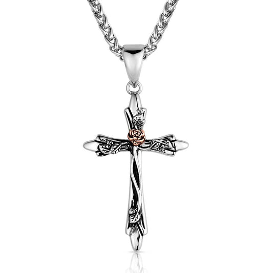 Montana Thorns and Roses Cross Necklace