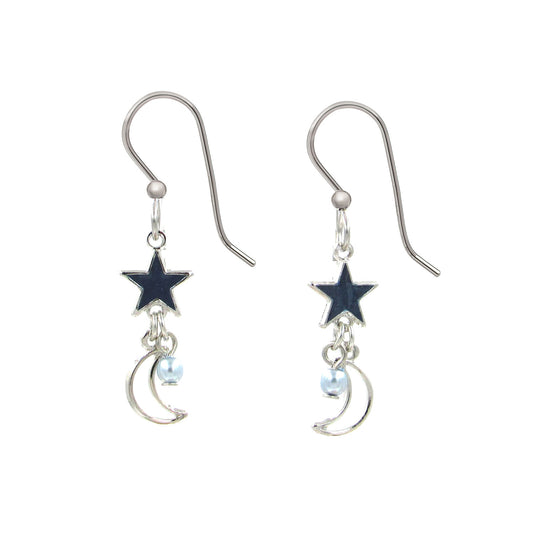 Silver Forest Earring Blue/Silver Moon and Stars