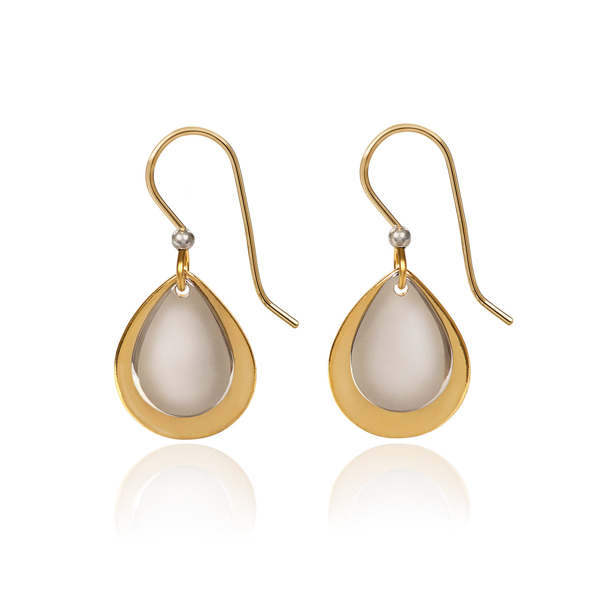 Silver Forest Earring Silver Gold Teardrop