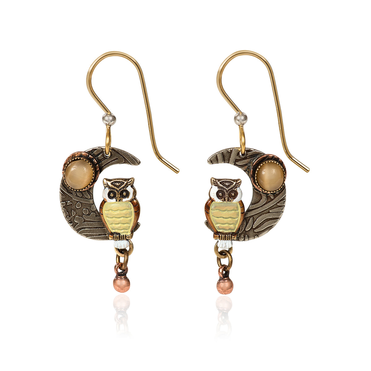Silver Forest Earring Yellow Owl