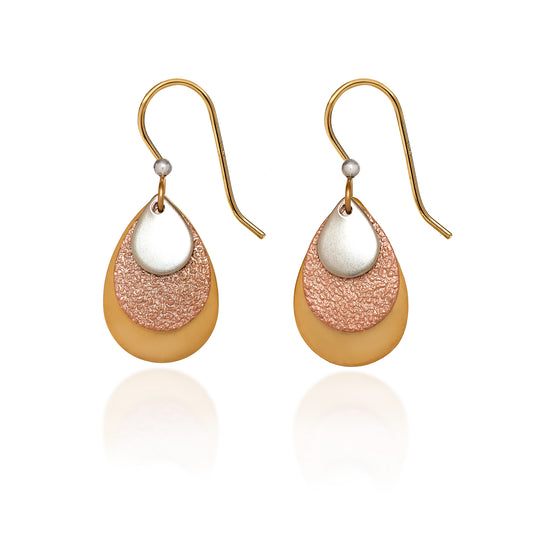 Silver Forest Earring Tri-Color Teardrop