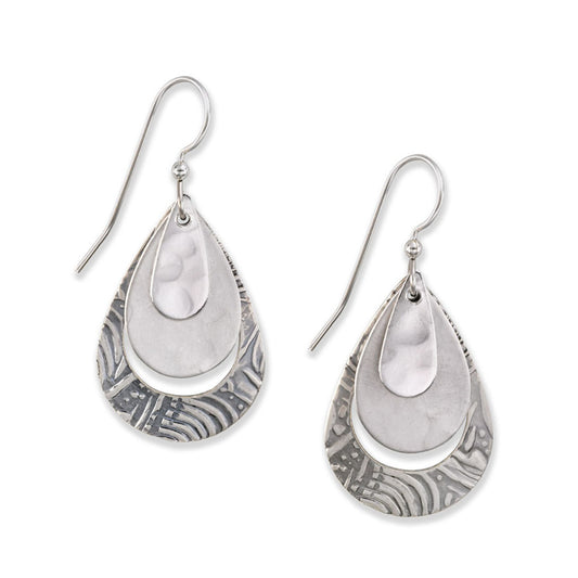 Silver Forest Earring Triple Silver Teardrop