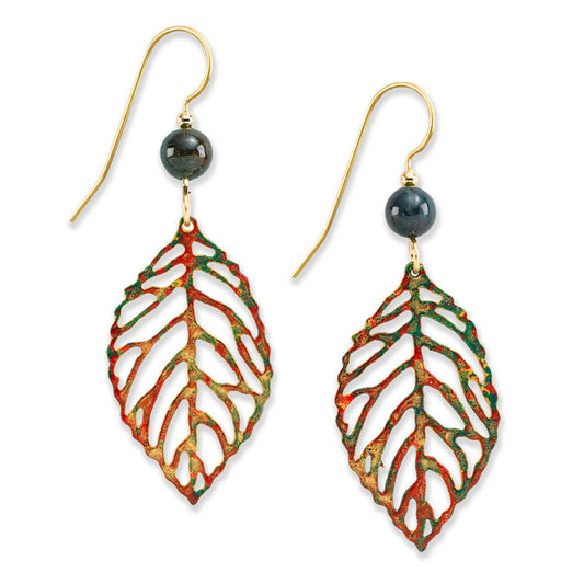 Silver Forest Open Leaf with Fall Colors Earrings