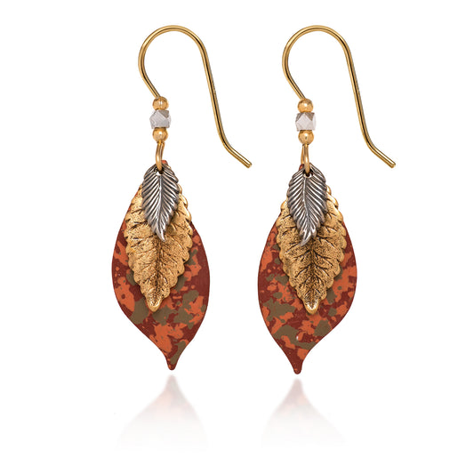 Silver Forest Earring Tri-Tone Leaves