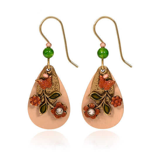Silver Forest Tear with Floral Swag Earrings