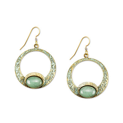 Silver Forest Adventurine Open Round Earring