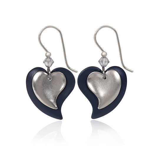 Silver Forest Earring Black Silver Hearts