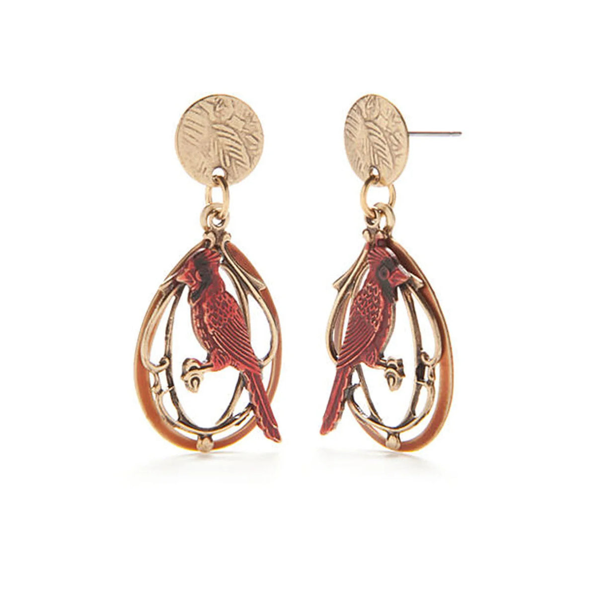 Silver Forest Earring Gold Post Cardinal