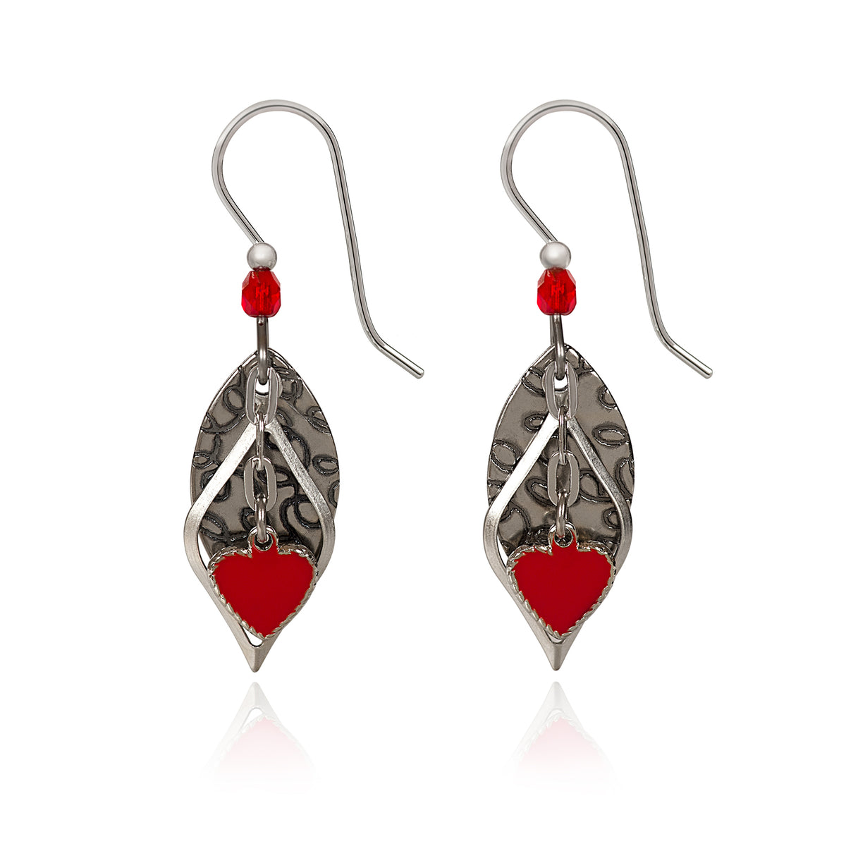 Silver Forest Earring Three Layer Heart